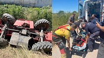GÖMEÇ’TE TRAKTÖR DEVRİLDİ!
